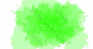 白色背景上的水彩颜料，泼溅效果和色度键绿色